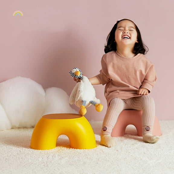 Masteelf 1Pc Annular Small Stool Simple Anti-slip Low Stool Shoes Wearing Stool Comfortable Stool for Home Office (Yellow)