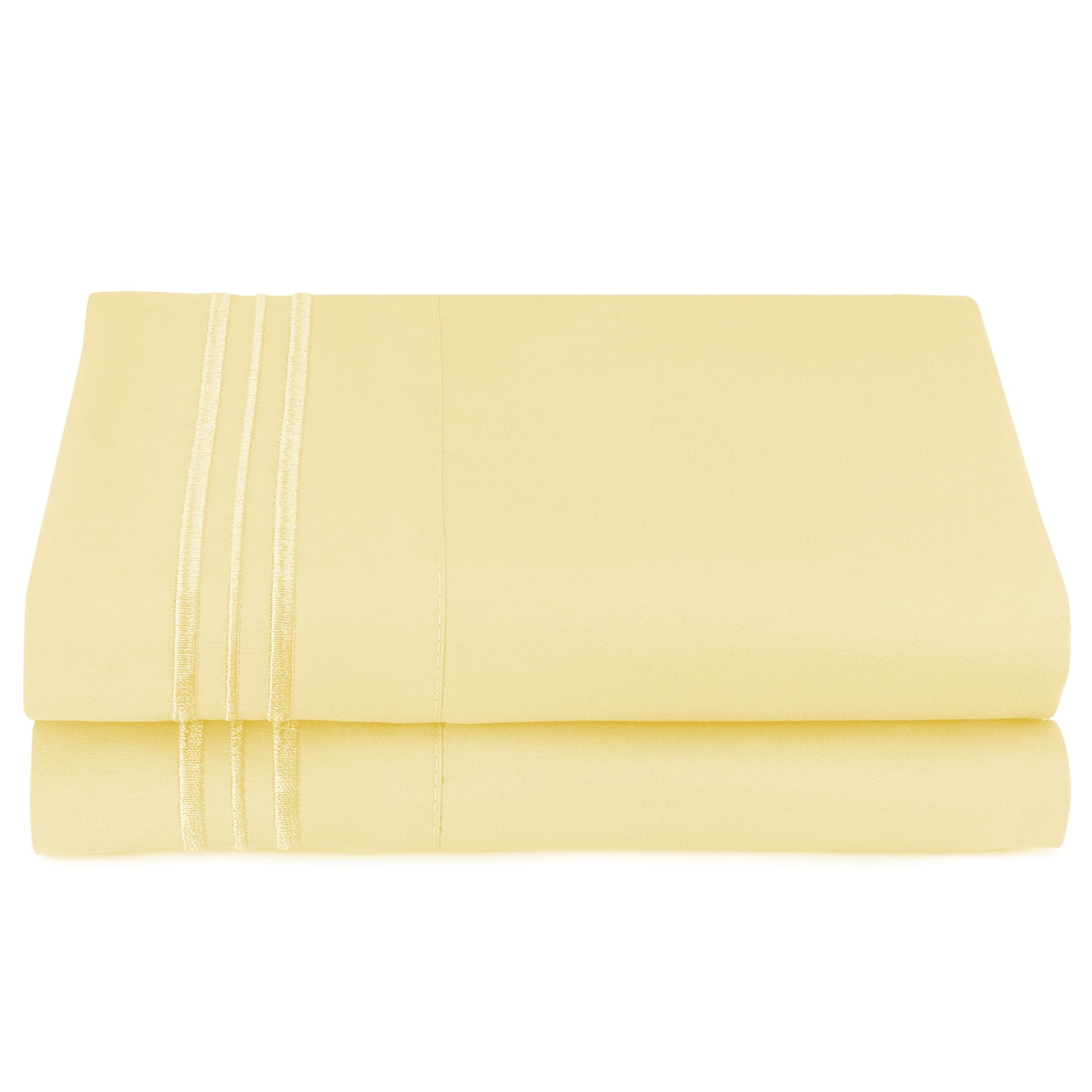 Clara Clark Pillow Cases Premier 1800 Microfiber Collection Pillow Case Set Of 2 Pieces, King Size, Mellow Yellow