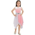 thumbnail image 3 of Doomiva Kids Girls Color Block Asymmetrical Sleeveless Praise Dance Tunic Lyrical Contemporary Dance Dress Light Pink 16, 3 of 7