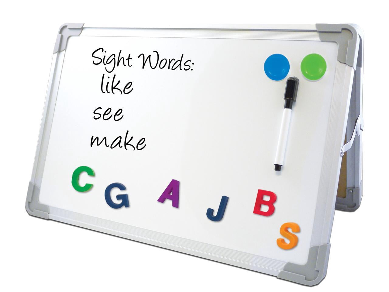 16" x 20" Magnetic Double‑Sided Desktop Dry Erase Easel with Aluminum Frame, Marker & Magnets