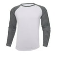 thumbnail image 1 of Blusas y camisas de manga larga con cuello redondo para hombre, color liso, tira de seda helada, mangas largas, cuello redondo, manga raglán, top de poliéster para hombre, 1 of 8
