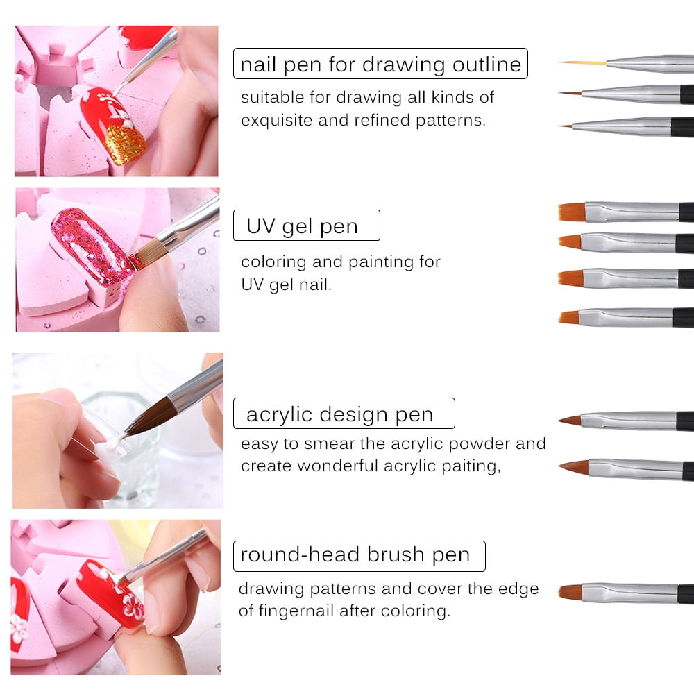 10pcs Dotting Painting Drawing Polish Brush Pen Supplies Nail Art Design Set WA
