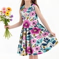 thumbnail image 4 of hengsof Printed Pattern Sleeveless Tank Top Dress for Girls, Cute Casual Crew Neck Tank Top for Everyday Summer Wear, Ages 4 to 14, 4 of 6
