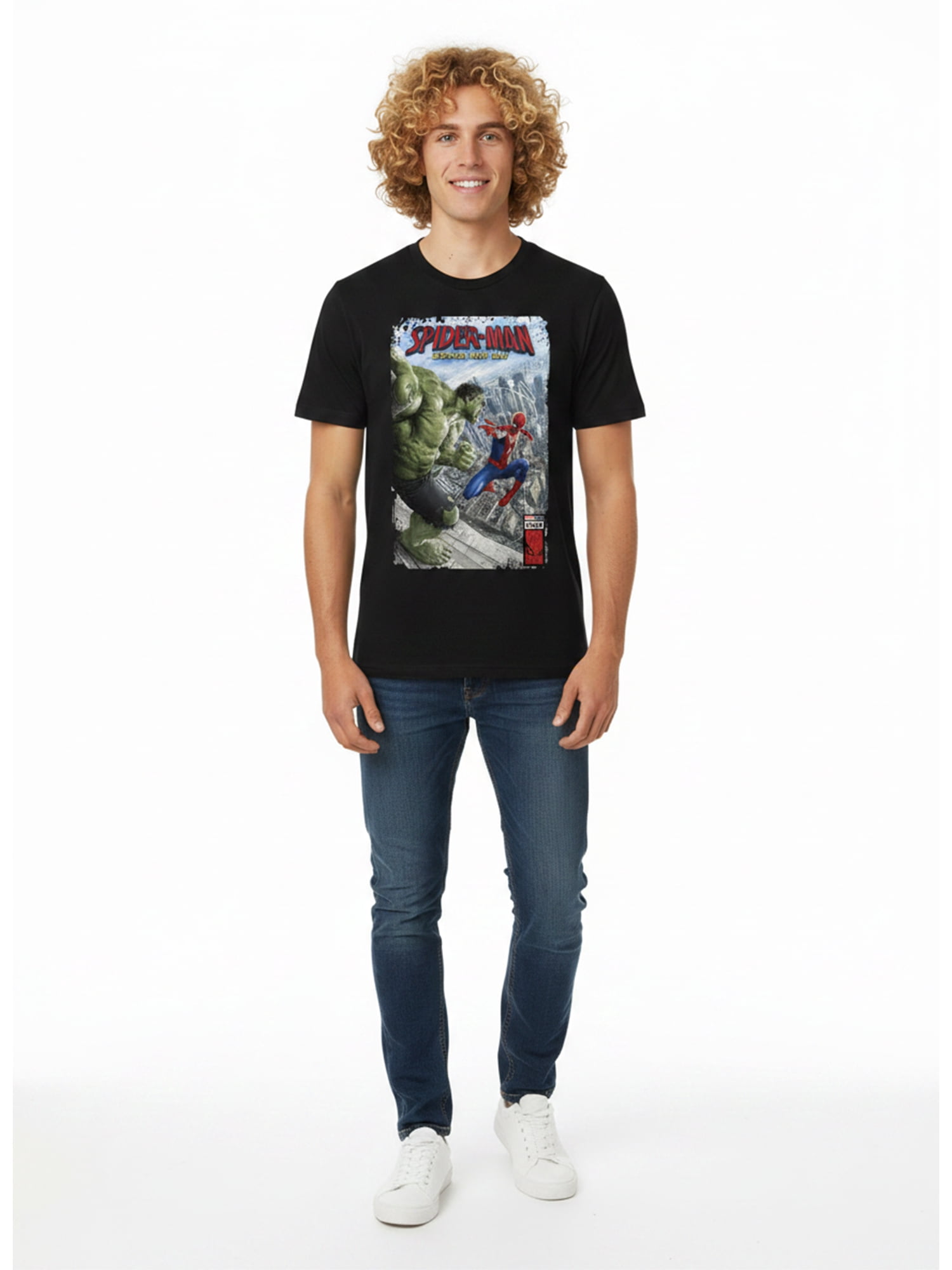Marvel Spider-Man, Men's & Big Men's Graphic Tee, Spidey vs Hulk Comic Cover, Sizes S-3XL