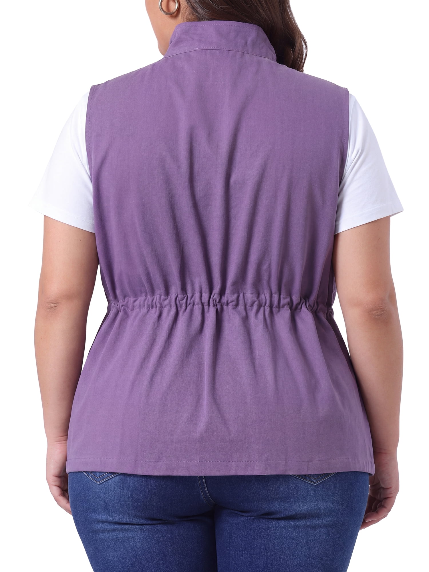 DARING DIVA Women's Plus Size Lightweight Sleeveless Anorak Cargo Vest 2X Purple