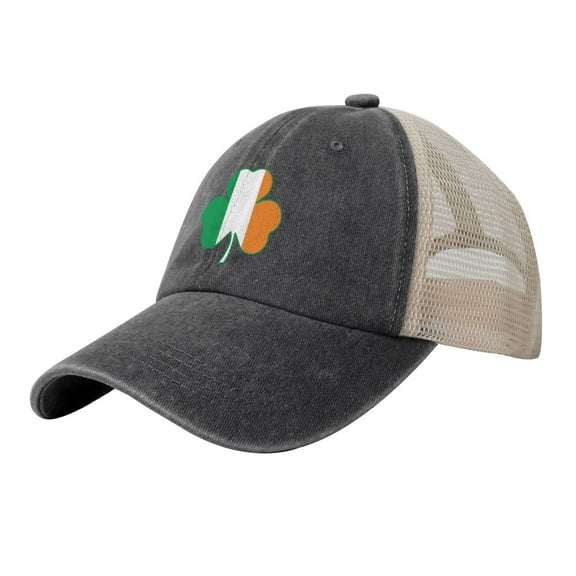 Irish Flag Shamrock Baseball Cap Trucker Hat For Men Women Adjustable Outdoor Denim Mesh Hat