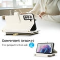 thumbnail image 3 of Nalacover for Samsung Galaxy S21+ Premium PU Leather Crossbody Case with Shoulder Strap & Wrist Strap,Shockproof Magnetic Flip Kickstand Credit Card Slots Zipper Wallet Phone Case,White, 3 of 12