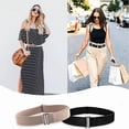 thumbnail image 3 of HOMEIORA 1pc Womens Stretch Belt, Adjustable Web Belt, Metal Buckle, Fashion Accessory, Khaki, 3 of 8