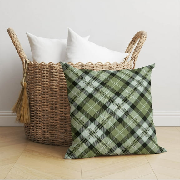 Anthony Plaid Green Throw Pillow