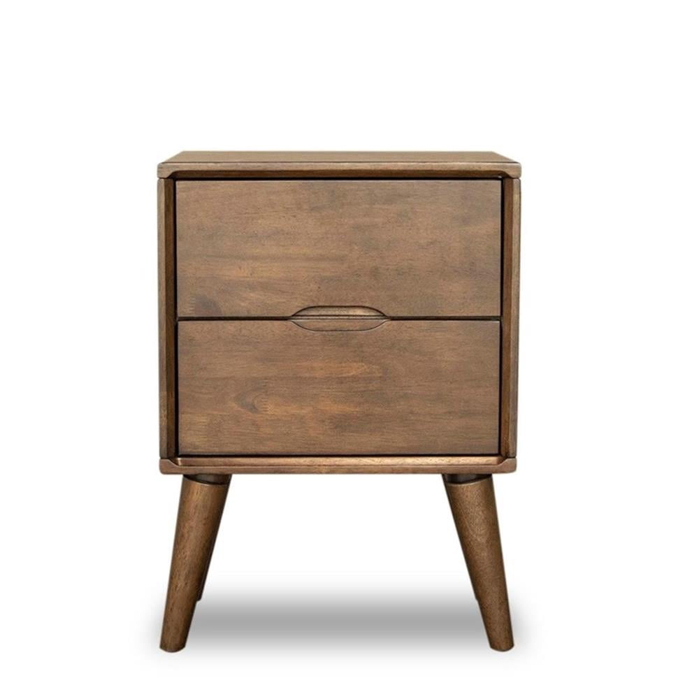 Home Square 2 Piece Mid-Century Modern Wood Nightstand Set in Walnut