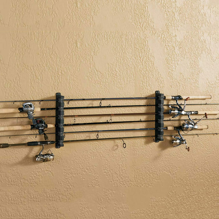 Portable Fishing Rod Rack Fishing Pole Storage Holder Wall Mount for Garage Carp Cabin Basement Holds 3/4/6 Fishing Rods