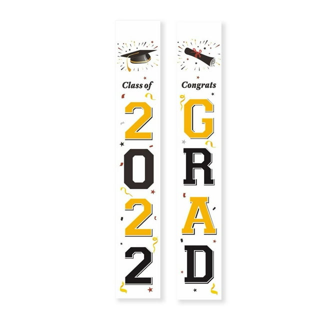 2 Pair Couplet Banner Super Soft Waterproof Polyester Decorative 2022 Graduation Party Hanging Flags Porch Sign Party Supplies