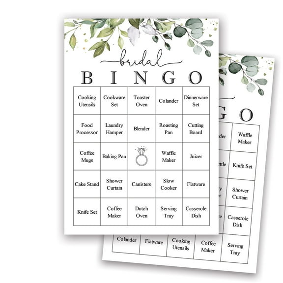 Boho Eucalyptus Bridal Bingo Game - Bridal Shower Prefilled Bingo - Set of 24 Cards