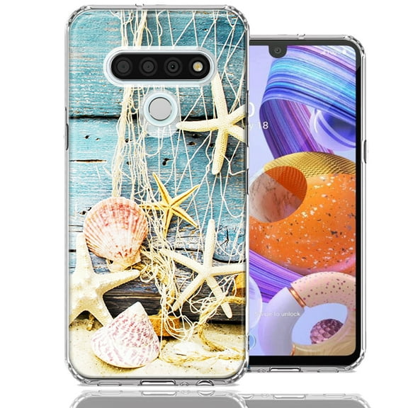 MUNDAZE For LG Stylo 6 Starfish Net Design Double Layer Phone Case Cover
