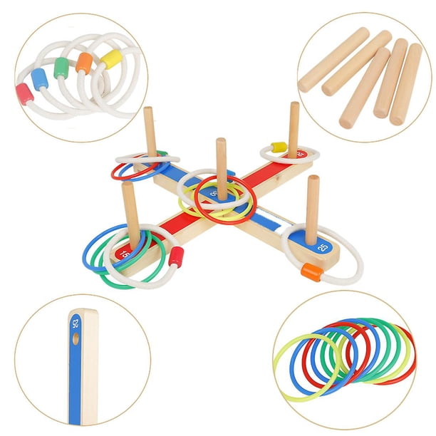 Juegos de lanzamiento de anillo compatibles con niños-Diversión de vacaciones en interiores o juego de patio al aire libre compatible con adultos y familia-Fácil de configurar W/ Compact Carry - Bac Afortunado Sencillez
