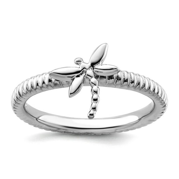 925 Sterling Silver Polished Stackable Dragonfly Ring Size 8 Stackable Ring for Women - 3.2 Grams