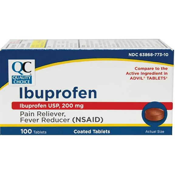 Quality Choice Ibuprofen 200 mg 100 Tabs - Pain Reliever, Fever Reducer