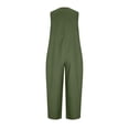 thumbnail image 5 of WULMLEO Womens Cotton Jumpsuits Sleeveless Casual Wide Leg Capri Rompers Baggy Button Down V Neck Summer Overalls Pockets Green 2XL, 5 of 7