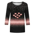 thumbnail image 5 of Vetsdori Gifts for Girlfriend T-Shirts for Women Valentine Plus Size Pullover 3/4 Sleeve Graphic Casual,Cute Crew Neck Ladies Tops Heart Print, 5 of 7