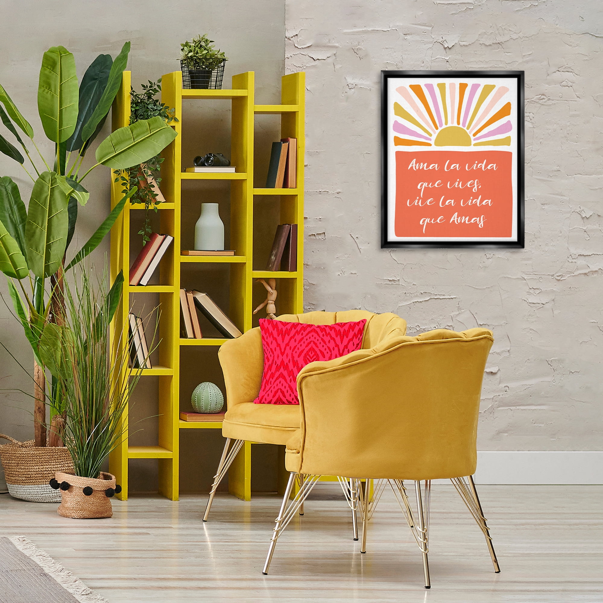 Stupell Industries Ama la Vida que Vives Inspirational Quotes & Sayings Painting Black Floater Framed Art Print Wall Art, 17 x 21