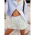 thumbnail image 3 of Musuos Women's Summer Pajama Shorts Stripe Buttons Elastic Waist Comfy Sleep Shorts Casual Pajama Bottoms, 3 of 8