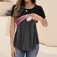 thumbnail image 2 of Gelikeya Women's Maternity Shirts Short Sleeves Nursing Tops Double Layer Breastfeeding Tees Pregnancy Clothes Pink, Size XXL, 2 of 7