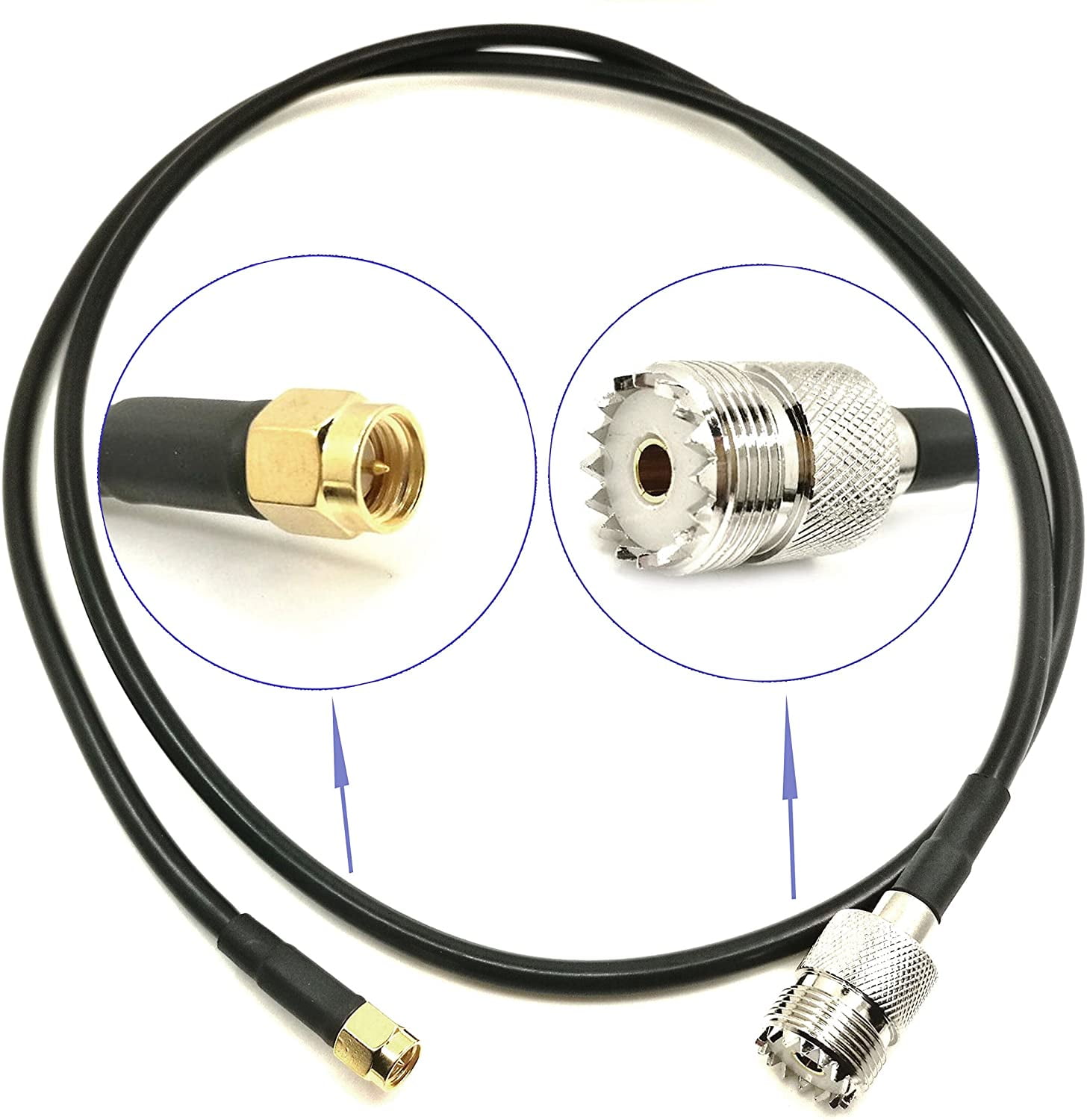 RF LMR200 Pigtail Low Loss Cable SMA Male to UHF SO239 Female Coaxial