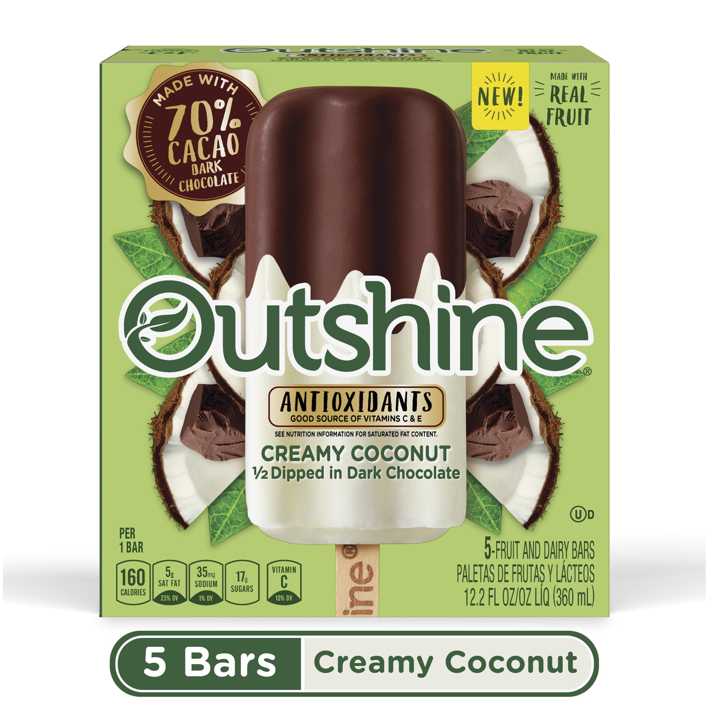 Outshine Creamy Coconut 1 2 Dipped In Dark Chocolate Fruit Bars 5