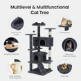 thumbnail image 5 of EDX 54" Cat Tree Tower for Indoor Cats, Multi-Level Pet Furniture with Sisal Scratching Post, Large Cozy Condo, Climbing Ramp, Kitten Toy, Dark Grey, 5 of 9
