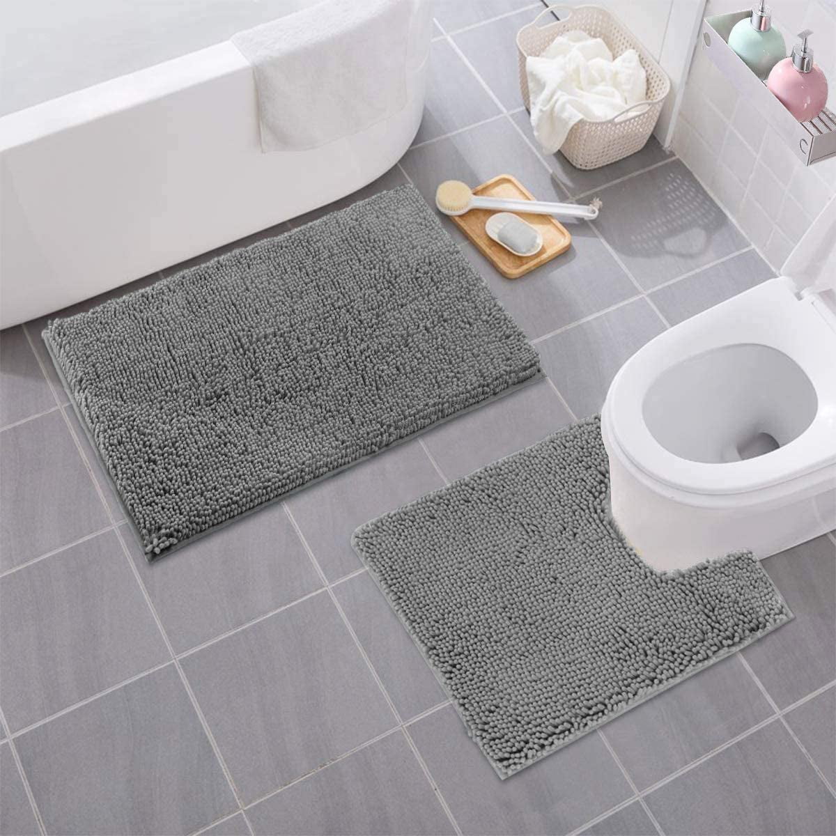 Luxury Microfiber 2-Piece Toilet & Bath Mat Set, XL, Charcoal – LuxUrux