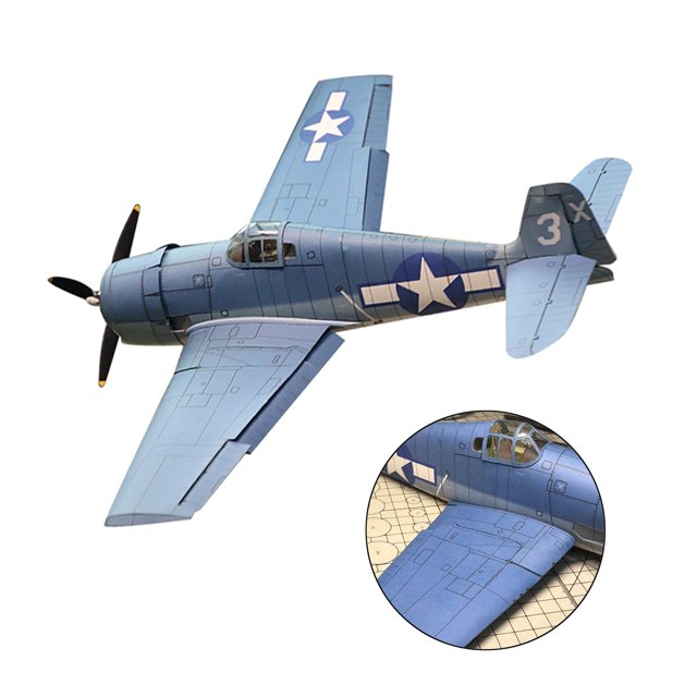 Ensemble de Modèles d'Avion en Papier à Échelle Précise Grumman F6F-3 Hellcat Fighter DIY Collection pour les Passionnés