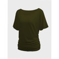 thumbnail image 4 of Womens Short Sleeve Boat Neck Side Shirring Dolman Drape Top, 4 of 6