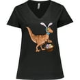 thumbnail image 3 of Inktastic Easter Velociraptor with Bunny Ears Women's Plus Size V-Neck T-Shirt, 3 of 5