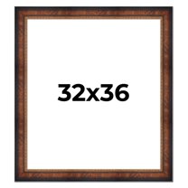 32x36 Frame Brown Walnut Gold Ornate Trim Solid Wood Plein Air Picture Frame | 3 Inch Moulding