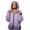 Purple, variant on Women's Gradient Color Puffer Coat, Oversized Hooded Zip Up Jacket, Lightweight Quilted Winter Coat, Long Sleeve Round Hem Jacket, Warm Padded Outerwear, Casual Winter Jacket Black L