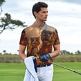 thumbnail image 3 of Honeii Cat Dog Friendship print Polo Shirt, a classic short-sleeved, button-down golf shirt designed for menX-Large, 3 of 6