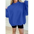 thumbnail image 5 of Women's Dark Blue Oversized Mock Neck Sweatshirt – Casual Fall Essential for Daily Wear, XL, 5 of 12