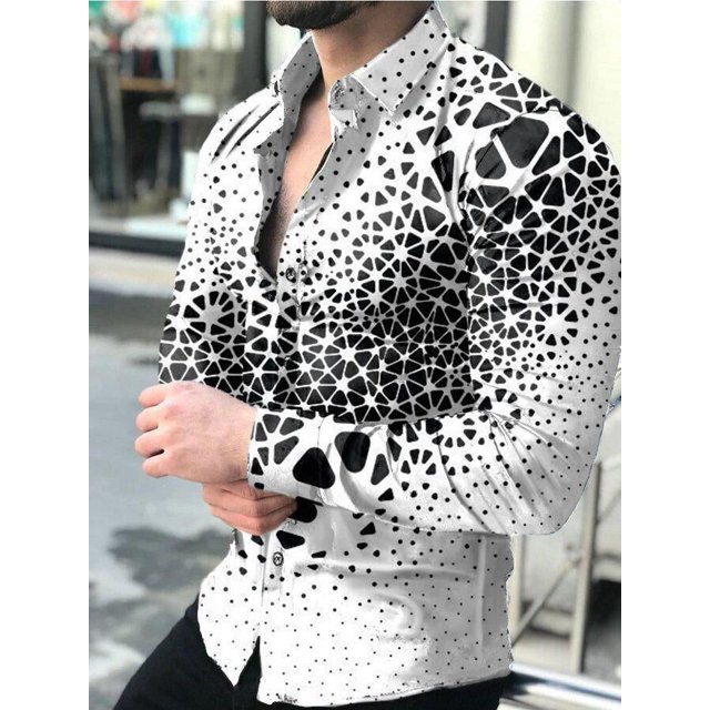 Camisa de vestir de noche de lujo con texto de periódico y arte a la moda con solapa y botones para fiesta, camisa informal con estampado de manga larga, suéter para hombre