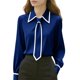 thumbnail image 3 of TaTaai Lapel Tie Solid Top Soft Comfortable Women's Casual Long Sleeve Fashion All Season Daily Party Work Versatile Shirt Gift, 3 of 6