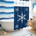 thumbnail image 5 of No Hook Shower Curtain with Built-in Rings - White Christmas Snowflakes Washable Waterproof Fabric Bathroom Curtains for Hotel,Rentals, Stall 36 X 78 Inch , Winter Holidays Navy Blue, 5 of 9