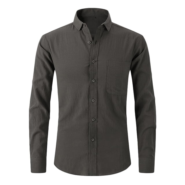 Birdeem Chemise Blouse Décontractée pour Homme à Boutons, Unie, avec Poche, Col Rabattu, Manches Longues, Respirante