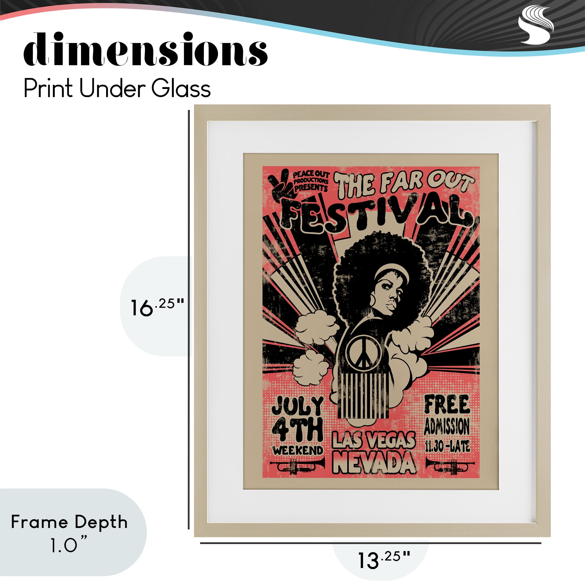 Stupell Industries Retro Far Out Festival Poster Birch Framed Print Under Glass, design by Ali Chris