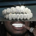 thumbnail image 2 of HLONK 2pcs/Set Hip Hop Zirconia Braces Punk Teeth Cap Cosplay Rapper Jewelry  20pcs Up and Down Set  Premium  Sparkle  for Rapper  Cosplayer  to Transform Your Smile Instantly  with Best, 2 of 7