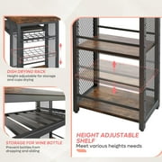 Bestier 3 Piece Bar Dining Pub Table and Chairs Set with Storage Shelves Counter Height Home Kitchen Rustic
