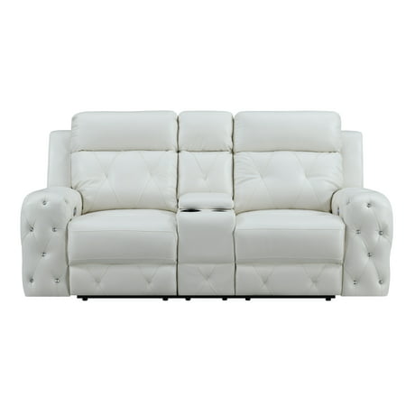 Global Furniture Usa Jewel Embellished White Power Console Recline (Best Power Reclining Loveseat)