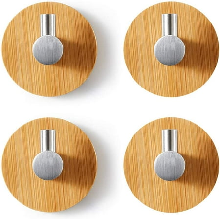 

Wood Bamboo Wall Hooks 4pcs Self-Adhesive Hooks Adhesive Hooks Wood Stainless Steel & Bamboo Robe Hooks Wood Self-Adhesive Robe Hooks No drilling for hanging up