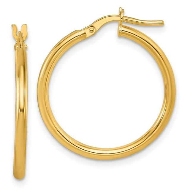 Diamond2Deal 14k Yellow Gold Polished Round Tube Hoop Earrings for Women