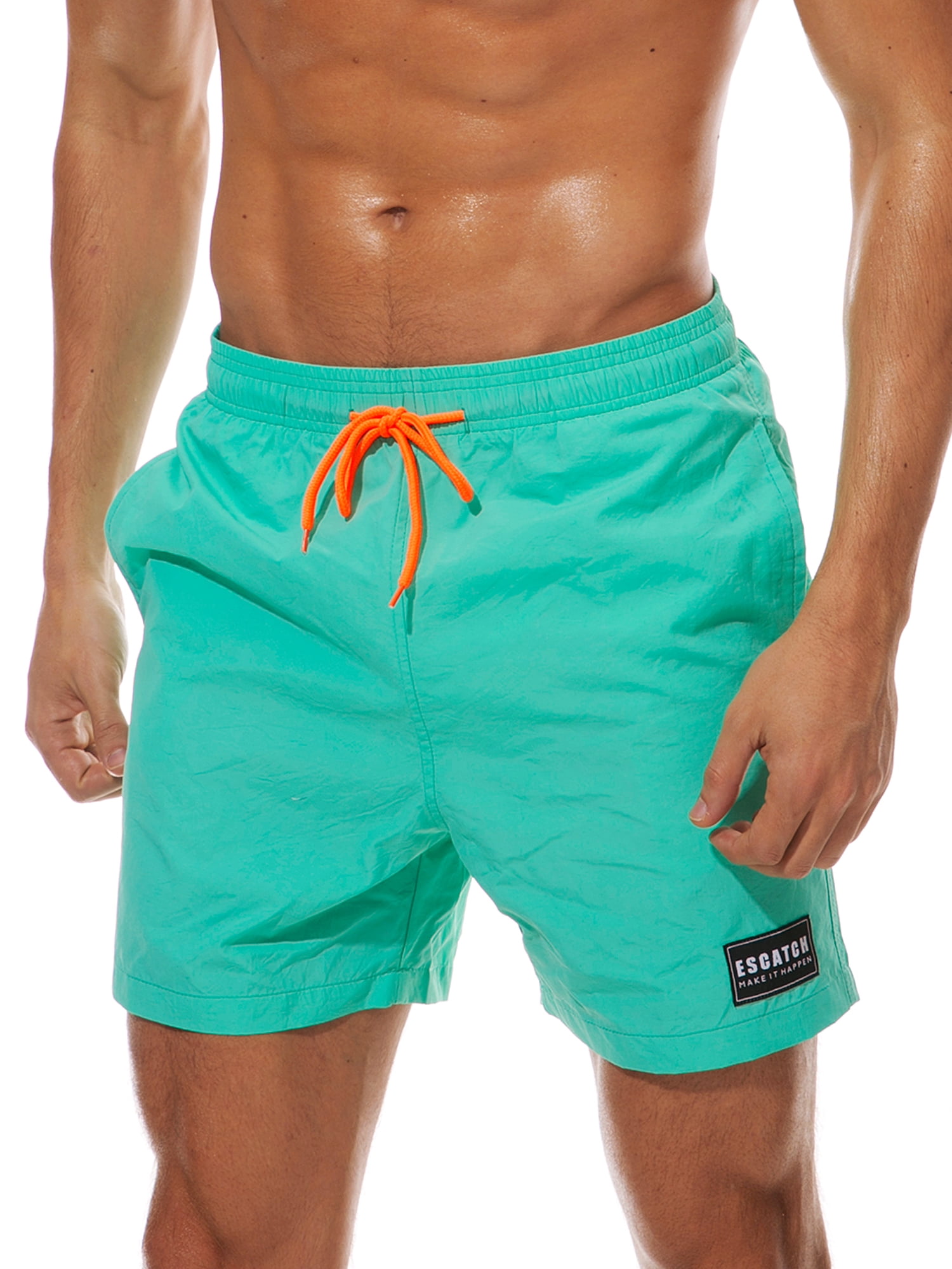 Men Swimming Solid Color Board Shorts Swim Shorts Trunks Swimwear Stitching Casual Beach Summer Trouser 