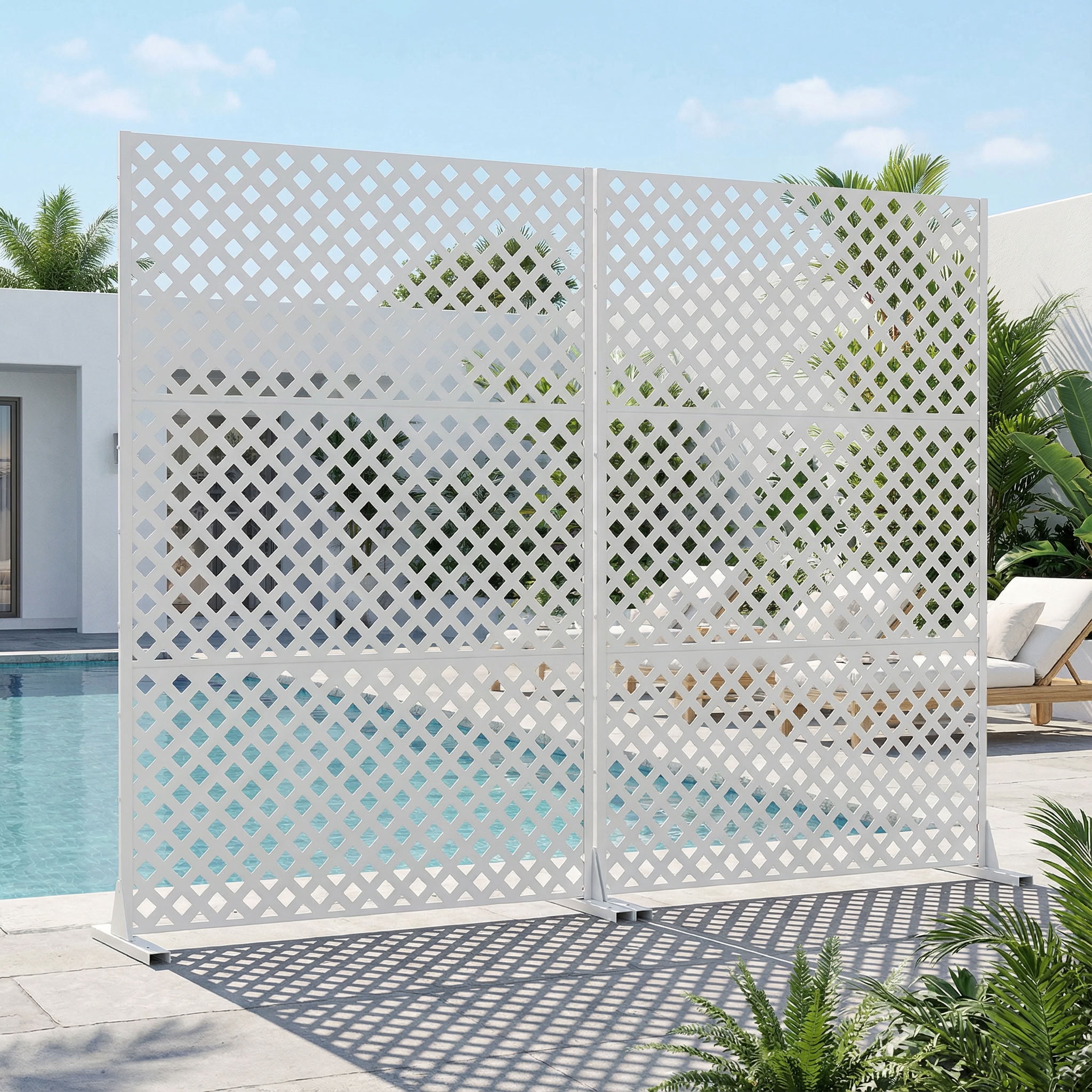 MAYEERTY 72*47in Outdoor Privacy Screen, Wind & Sun Block Metal Privacy Fence, Privacy Panel for Patio, Balcony, Garden