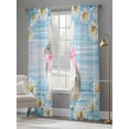 thumbnail image 3 of Blue Easter Bunny Sheer Curtains 108 Inch Length 2 Panels Set, Spring Daisy Modern Ombre Striped Voile Window Treatment Semi Sheer Long Curtains Drapes for Bedroom/Living Room/Kitchen 52"x108"x2, 3 of 7
